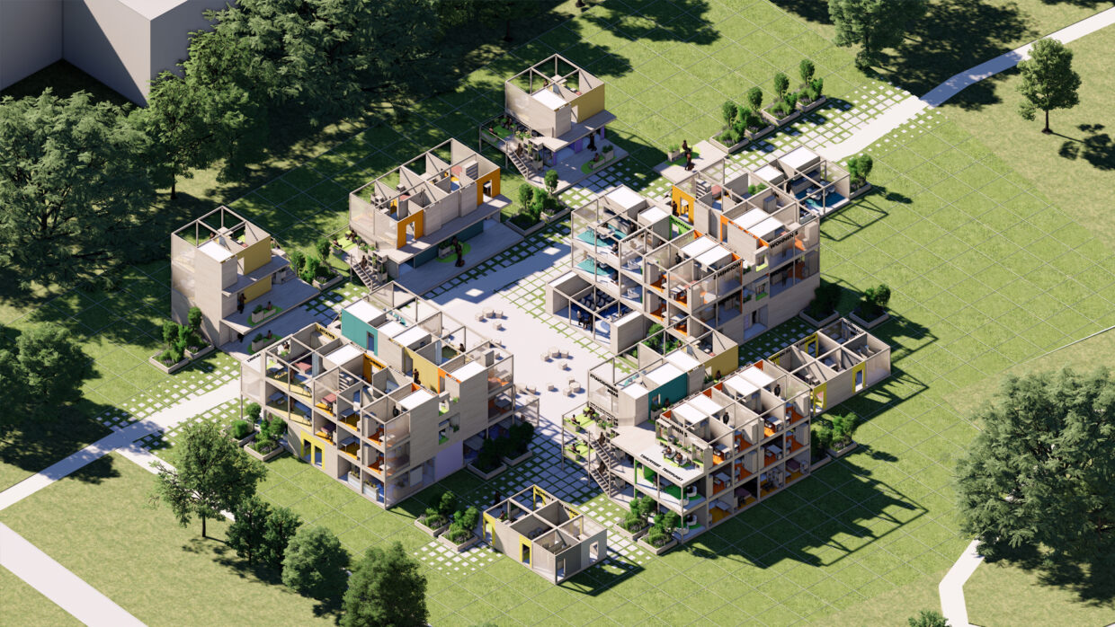 Computer generated picture of a future urban, temporary quarter