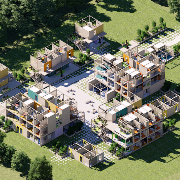 Computer generated picture of a future urban, temporary quarter