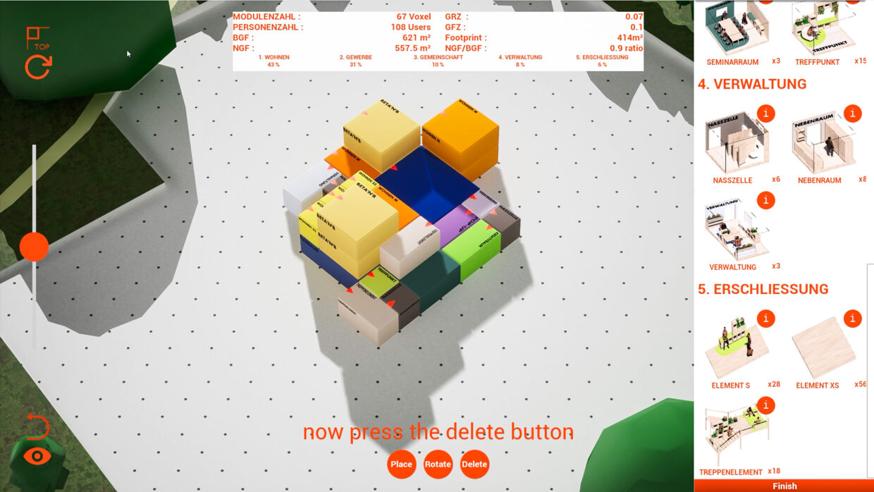 Interface of an architectural configurator